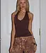 Runaway The Label Andie V-Neck Halter Top - Bitter Chocolate