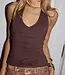 Runaway The Label Andie V-Neck Halter Top - Bitter Chocolate