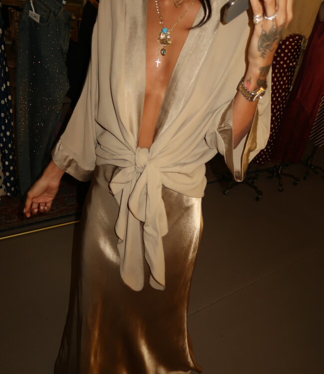 Made in Italy Gold Viscose Wrap Top