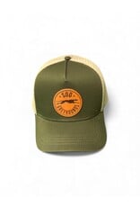 Green Cap w/leather patch - snap back