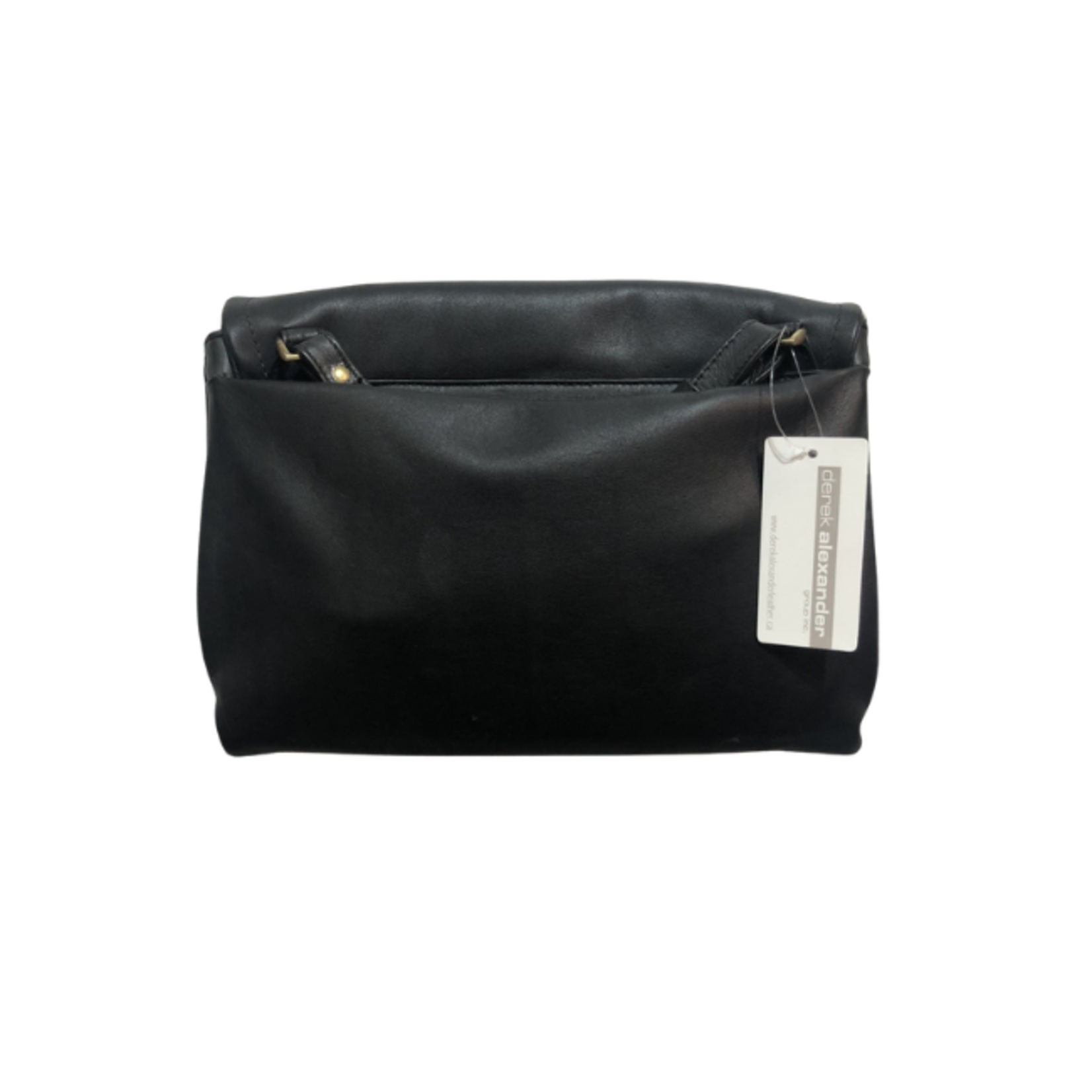 DEREK ALEXANDER DAL LEATHER 3/4 FLAP 2 TOP ZIP Black