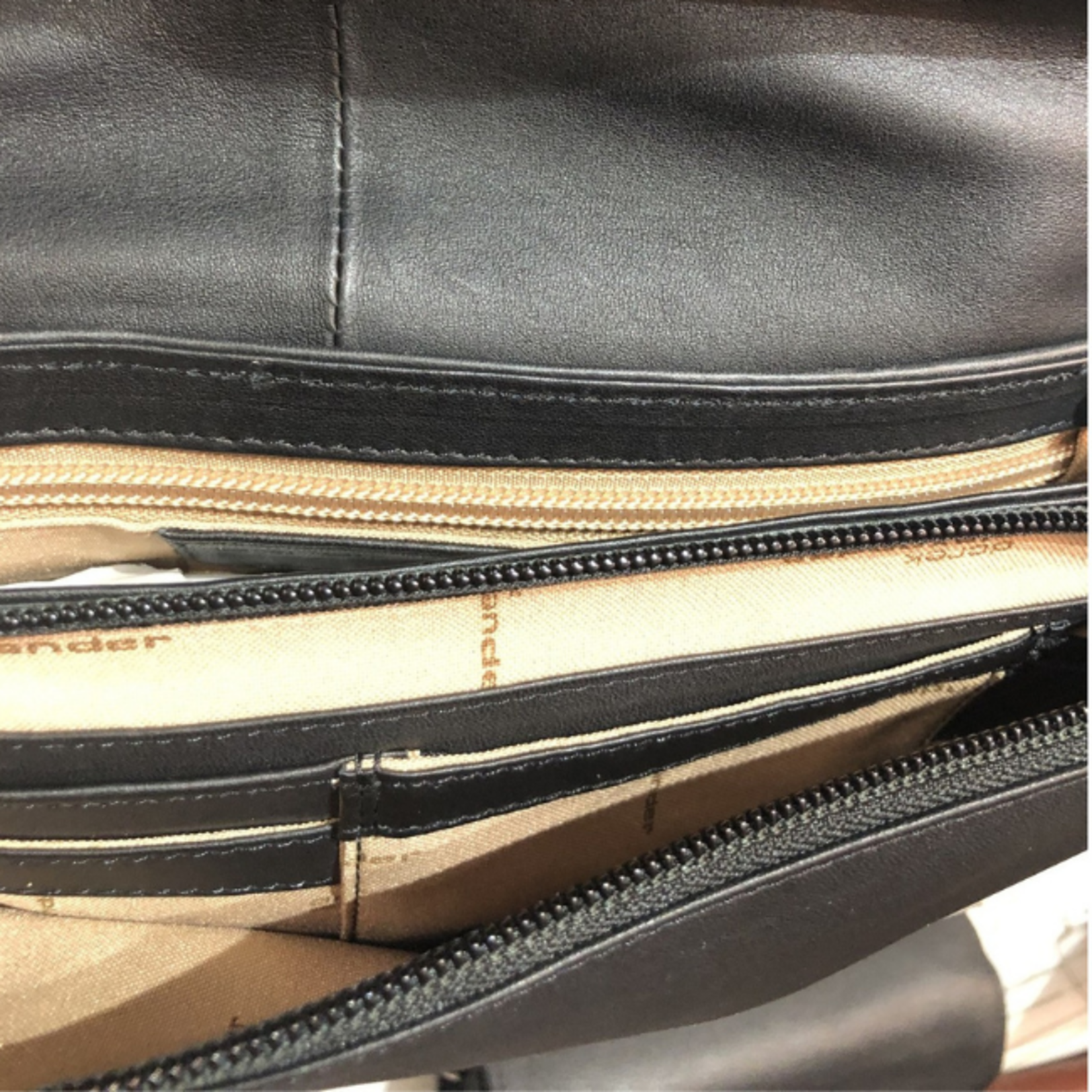 DEREK ALEXANDER DAL LEATHER 3/4 FLAP 2 TOP ZIP Black