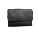 DEREK ALEXANDER DAL LEATHER 3/4 FLAP 2 TOP ZIP Black
