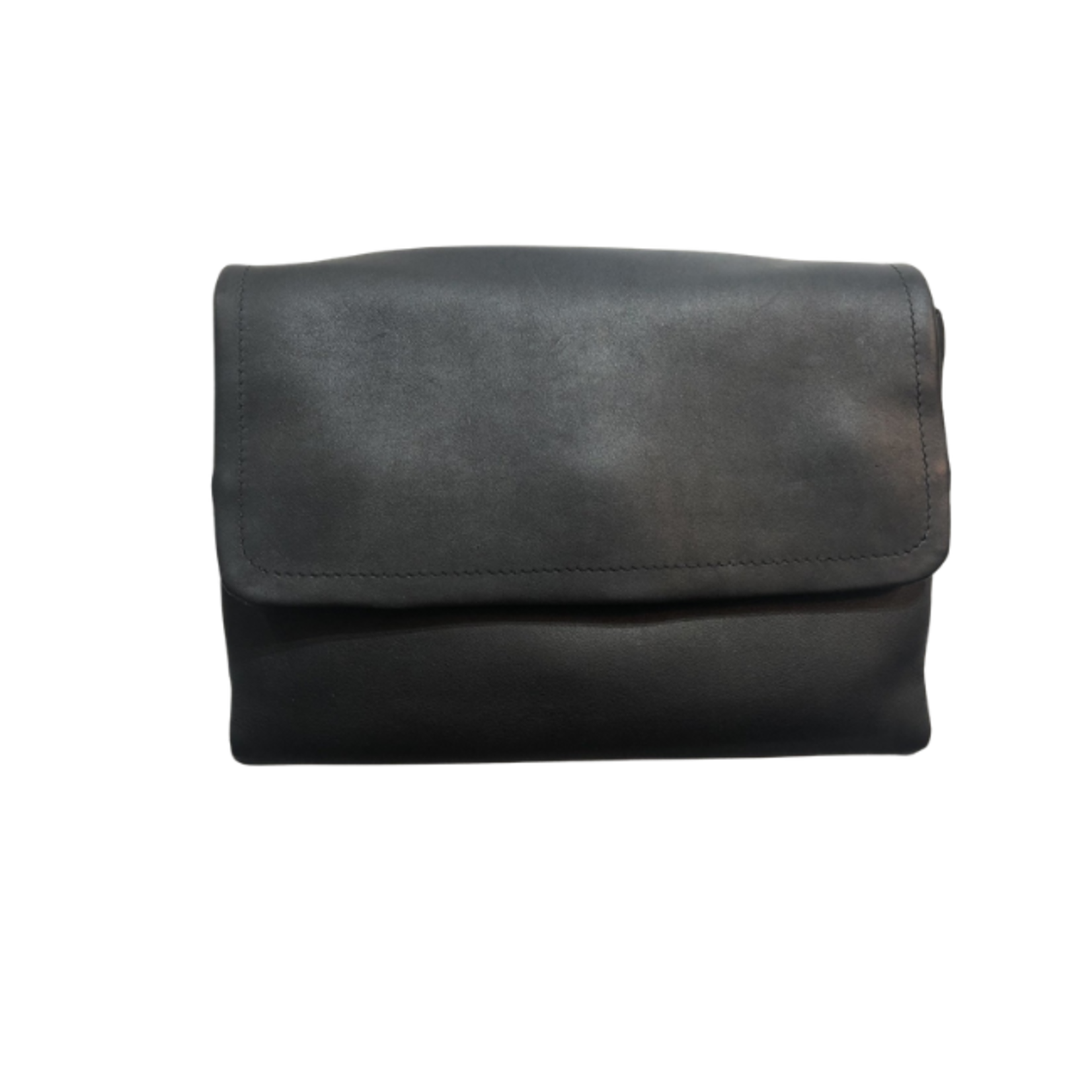 DEREK ALEXANDER DAL LEATHER 3/4 FLAP 2 TOP ZIP Black