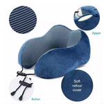 BNA MEMORY FOAM PACKABLE NECK PILLOW WITH EYEMASK AND EAR PLUGS