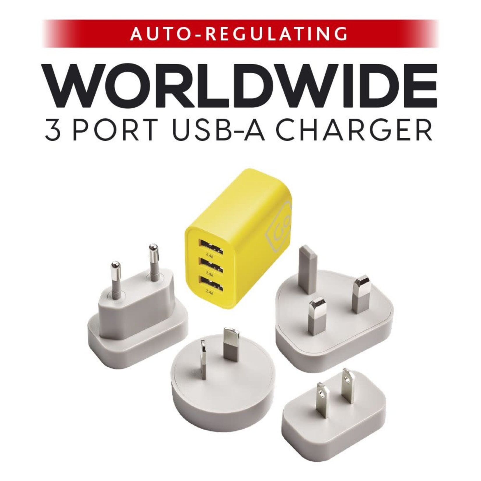 GO TRAVEL WORLDWIDE 3-PORT USB-A CHARGER