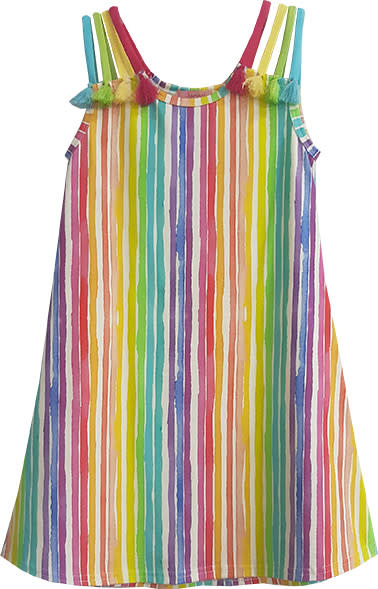 girl in rainbow dress