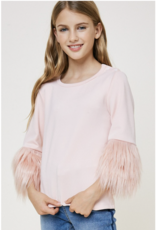 Hayden Girls Fur Sleeve Sweater Top