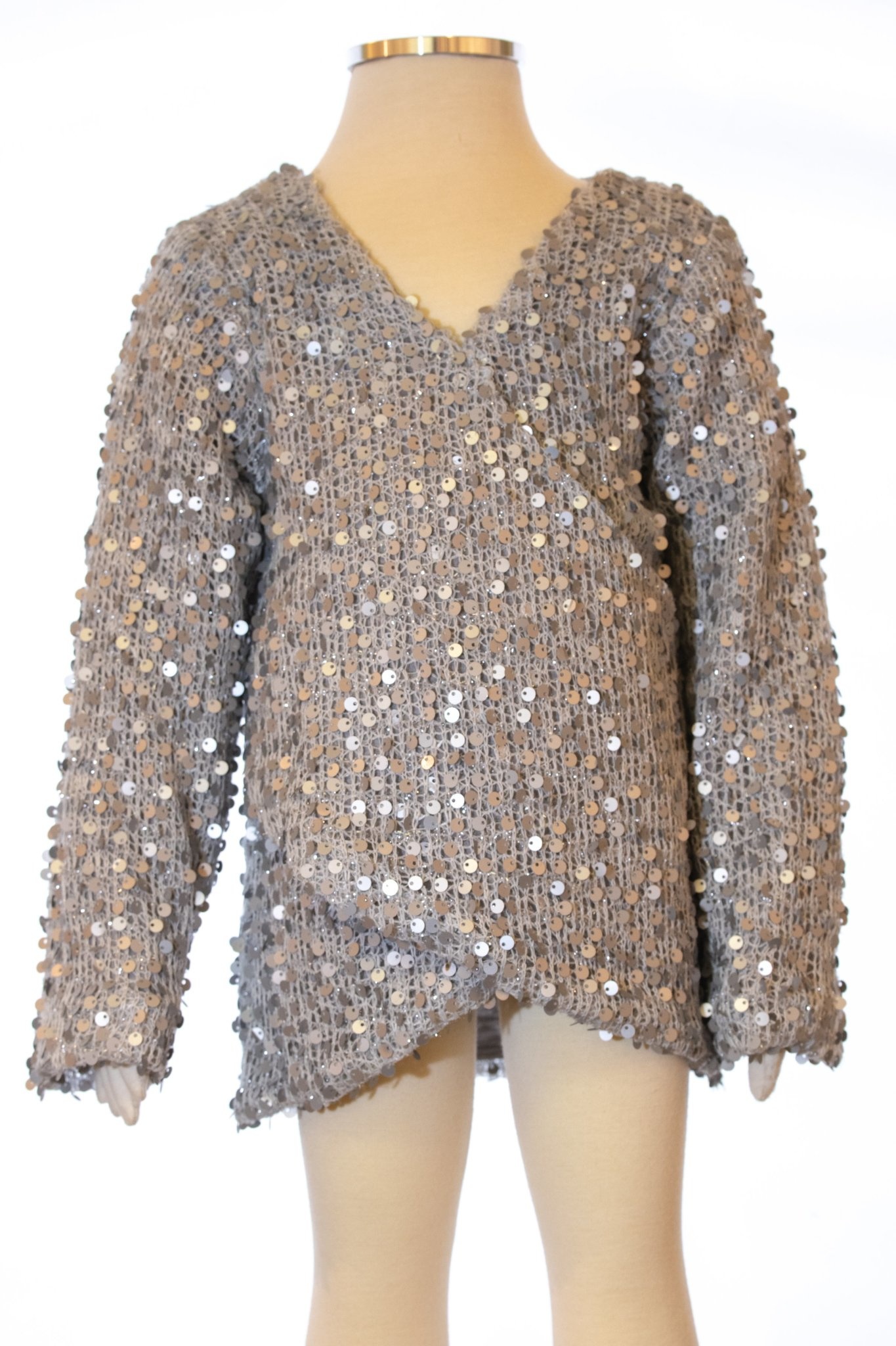 ML Fashions Junior Sequin Cross Front Top