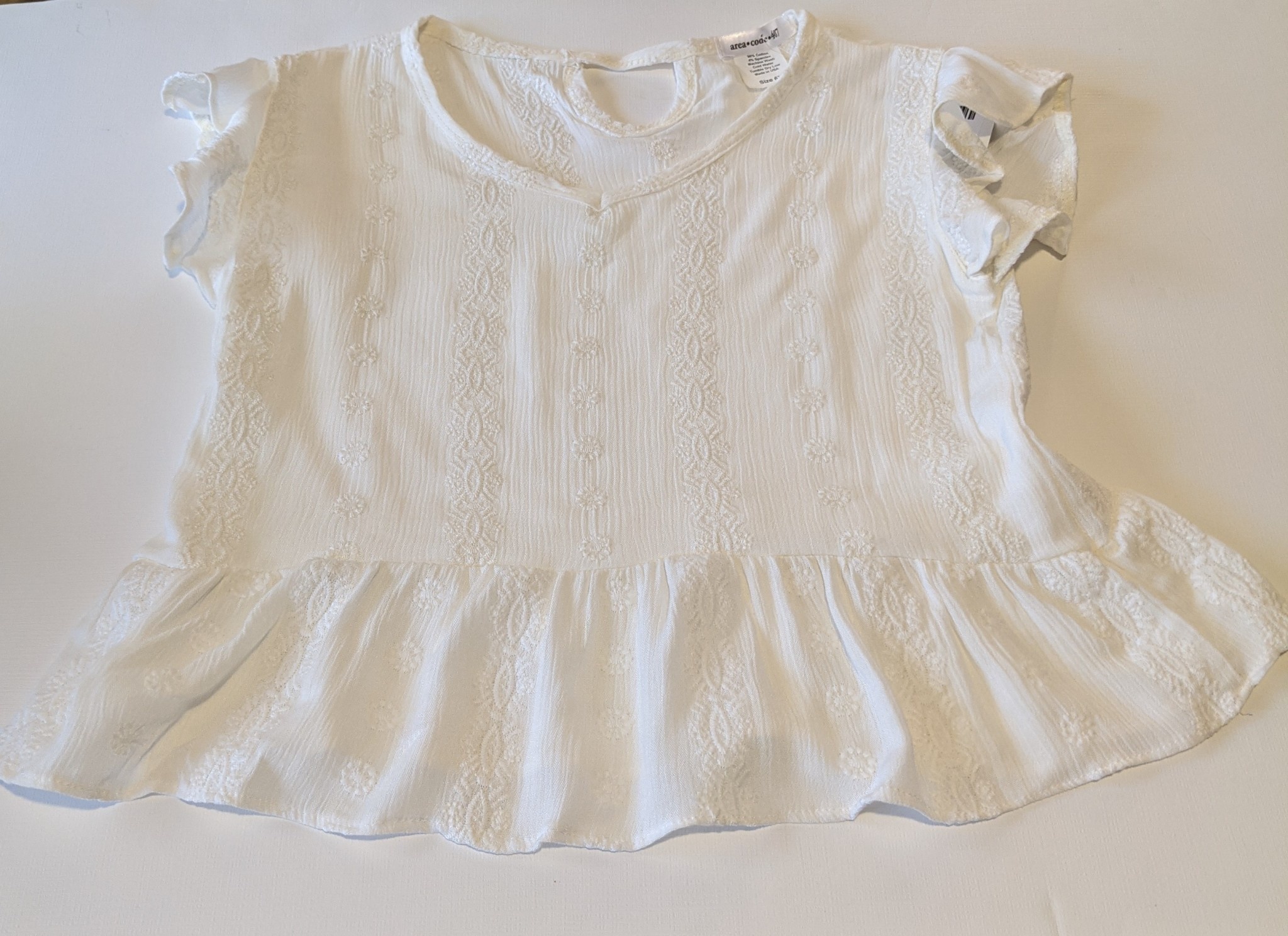Area Code 407 Embroidered SS Baby Doll Top