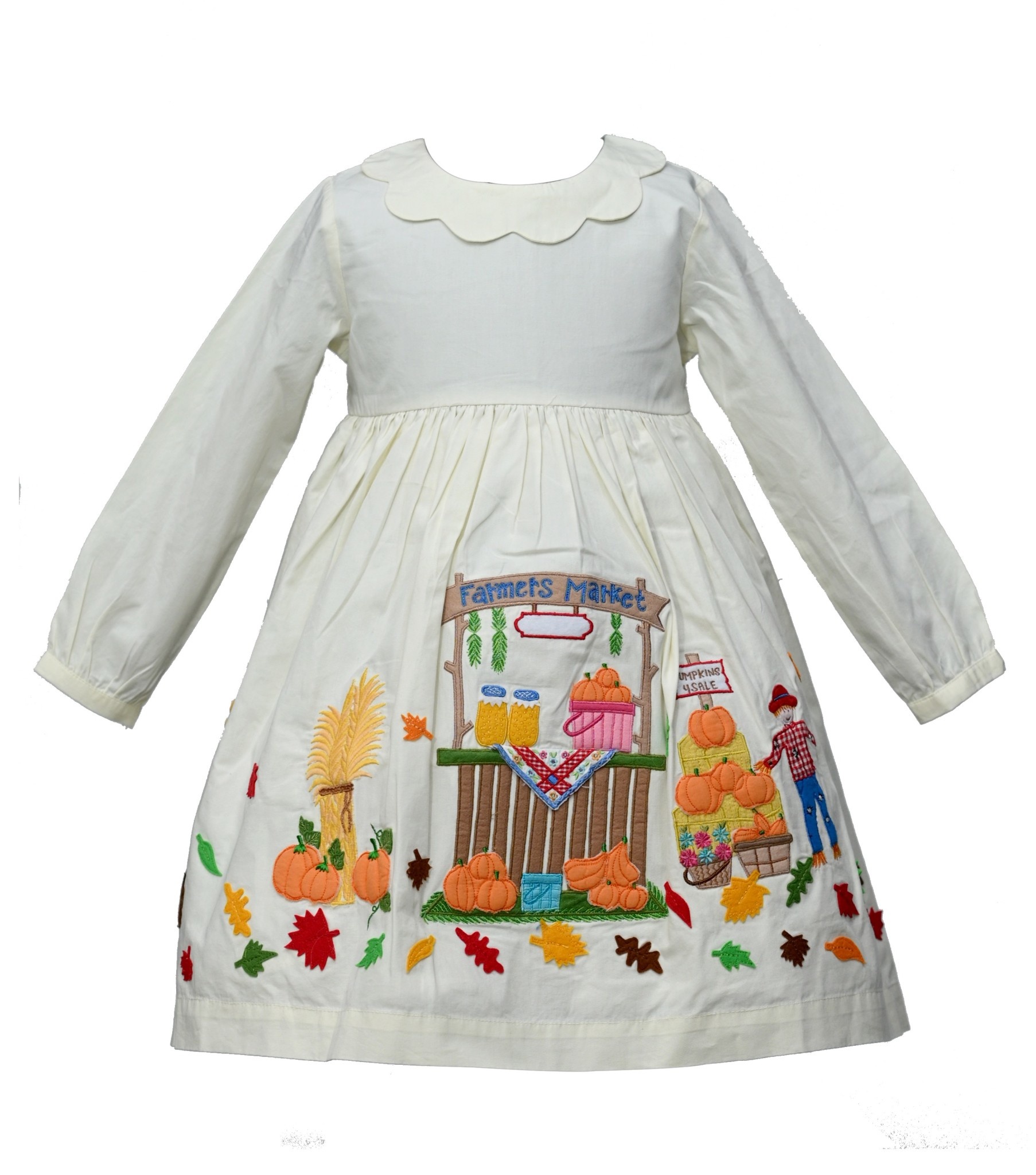 Cotton Kids Fall Harvest Embroidered Dress