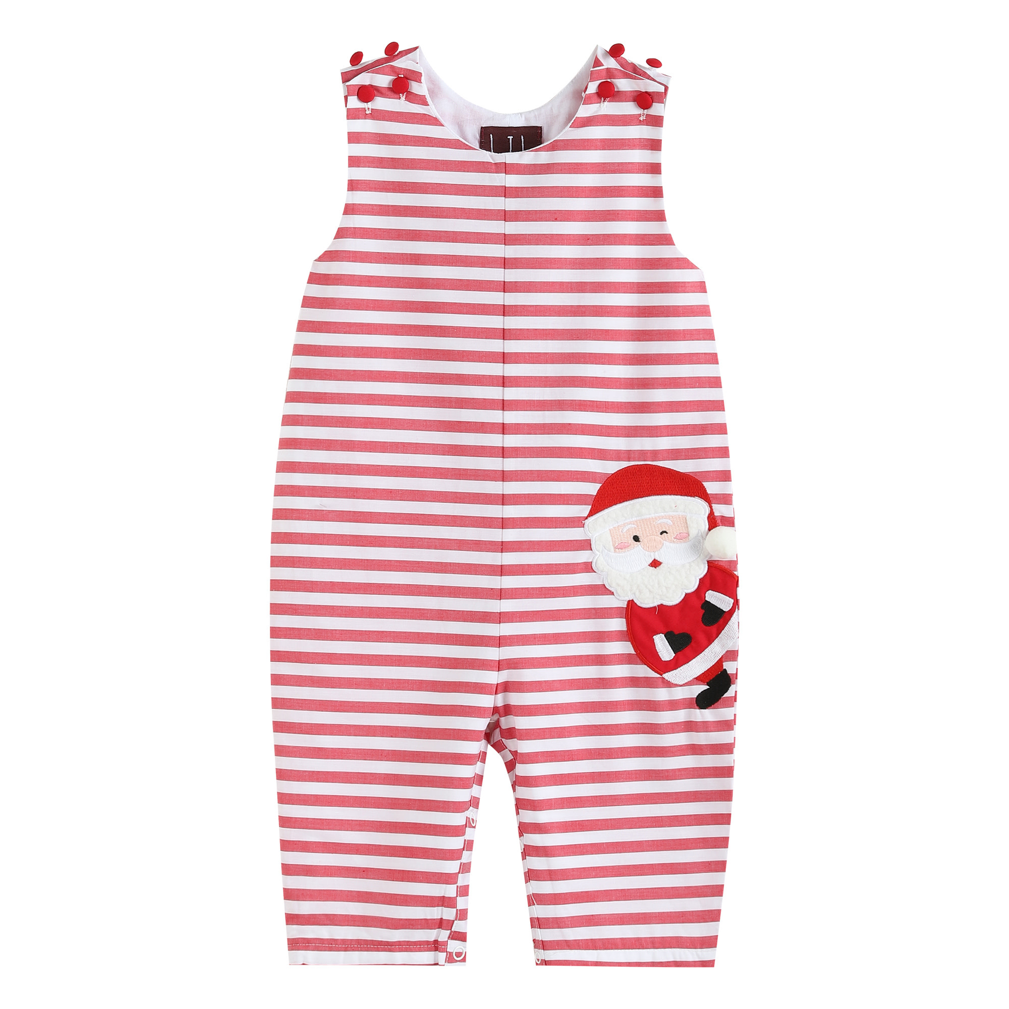 Lil Cactus Santa Striped Overalls