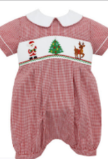 Anavini Baby Boy Smocked Santa Claus Shortie Romper