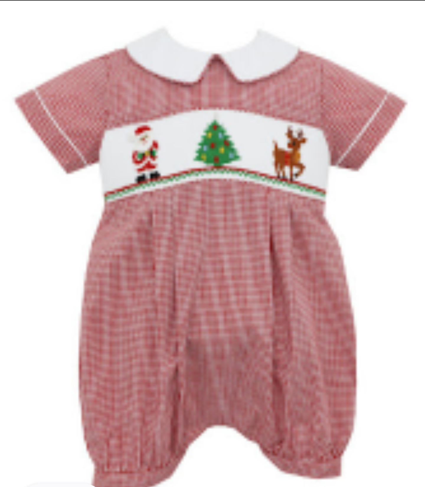 Anavini Baby Boy Smocked Santa Claus Shortie Romper