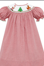 Anavini Girl Smocked Santa Claus Bishop Dress