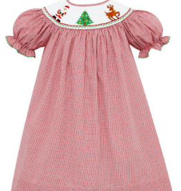 Anavini Copy of Girl Smocked Santa Claus Bishop Dress