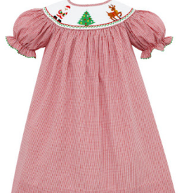 Anavini Girl Smocked Santa Claus Bishop Dress