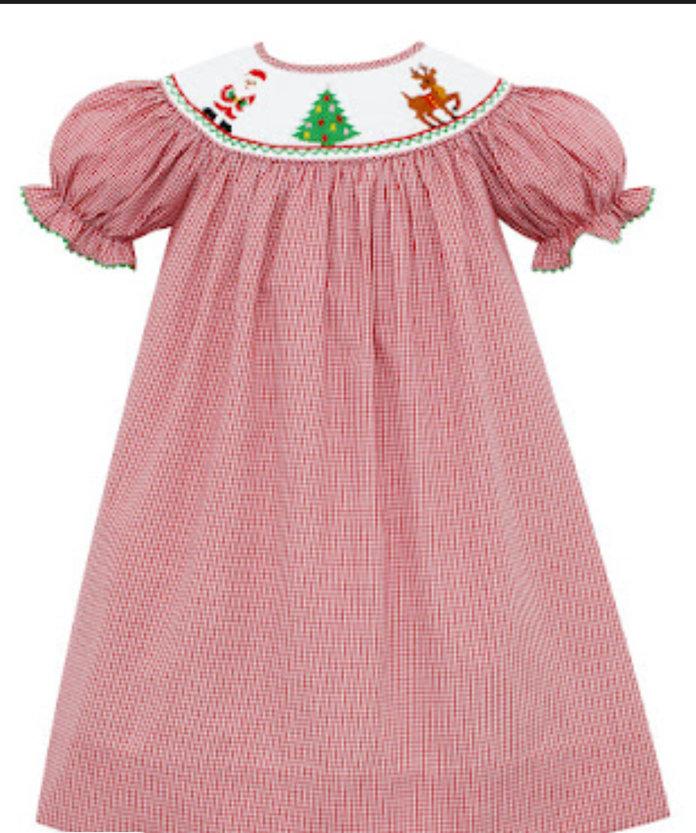 Anavini Girl Smocked Santa Claus Bishop Dress