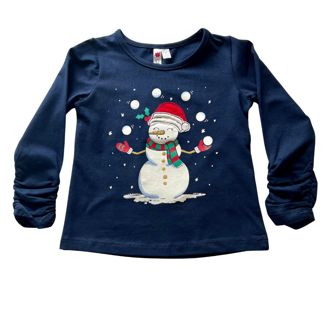 Globaltex Girl L/S Christmas Applique T-Shirt