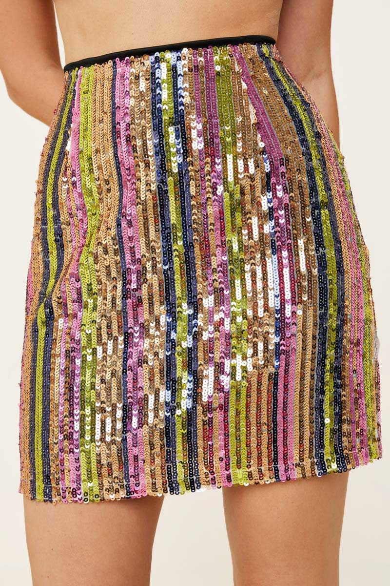 Junior High Waist Sequined Skirt