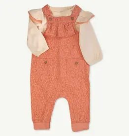 Oliver & Rain Baby & Toddler 2 pc Ginger Leaves Overall Set