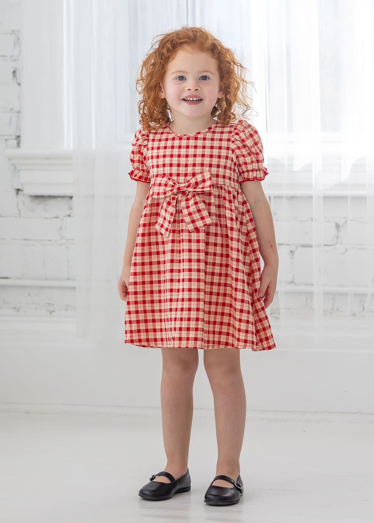 Mabel and Honey Checked Woven S/S Dress