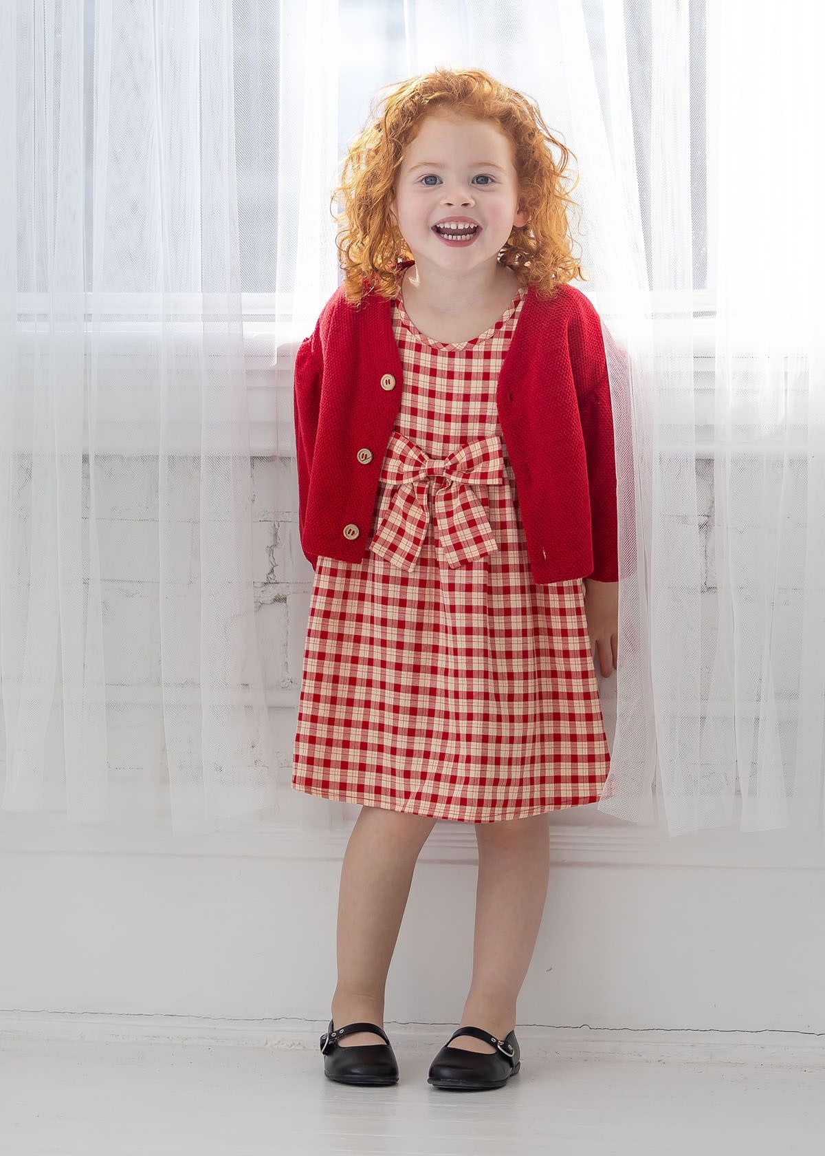 Mabel and Honey Checked Woven S/S Dress