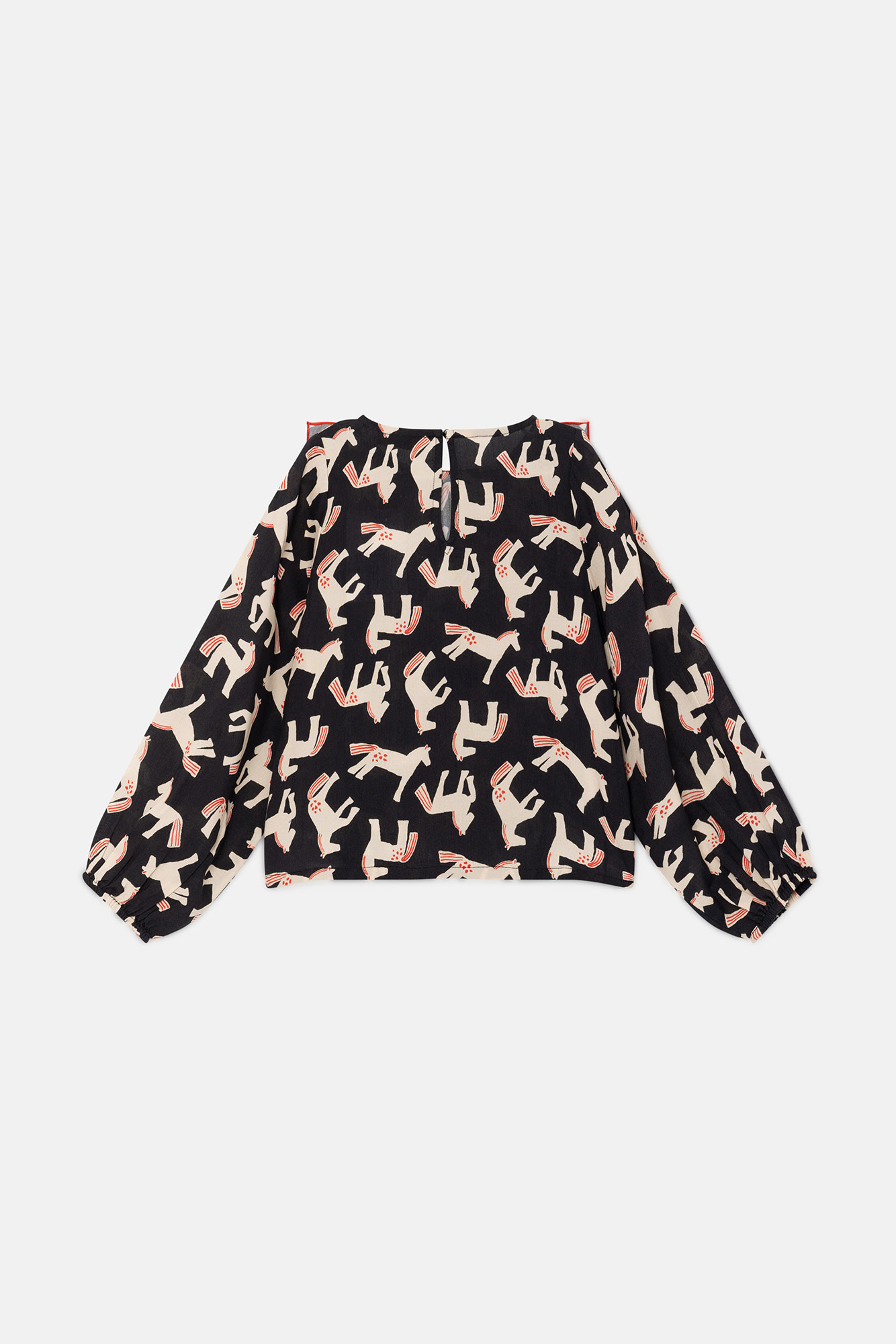 Compania Fantastica Girl L/S Ruffled Print Top