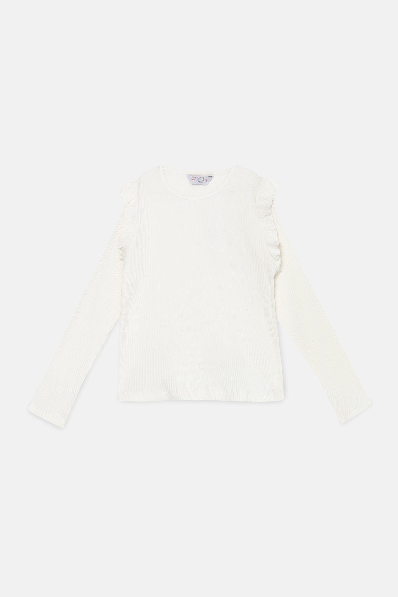 Compania Fantastica Girl L/S Ribbed Top w/Ruffle