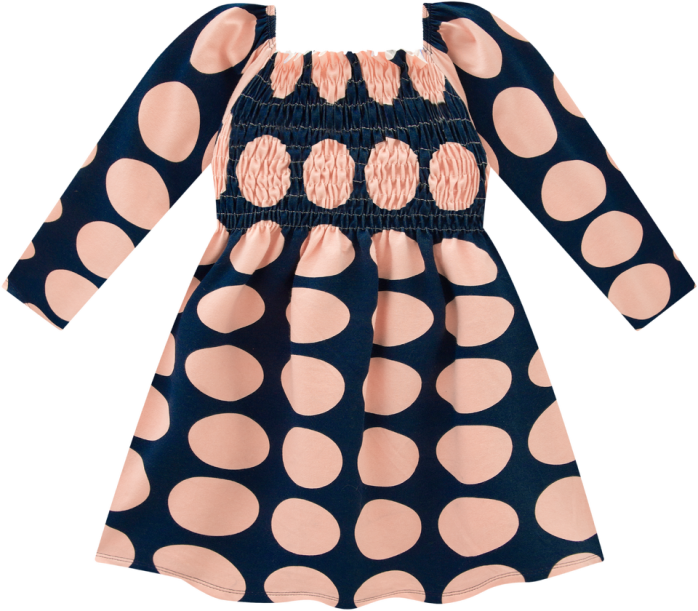 Milon Clothing Junior & Girl Smocked Dot L/S Dress