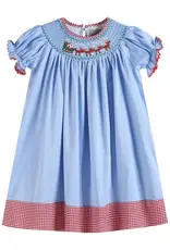 Lil Cactus Girl Smocked Santa & Sleigh Bishop Dress