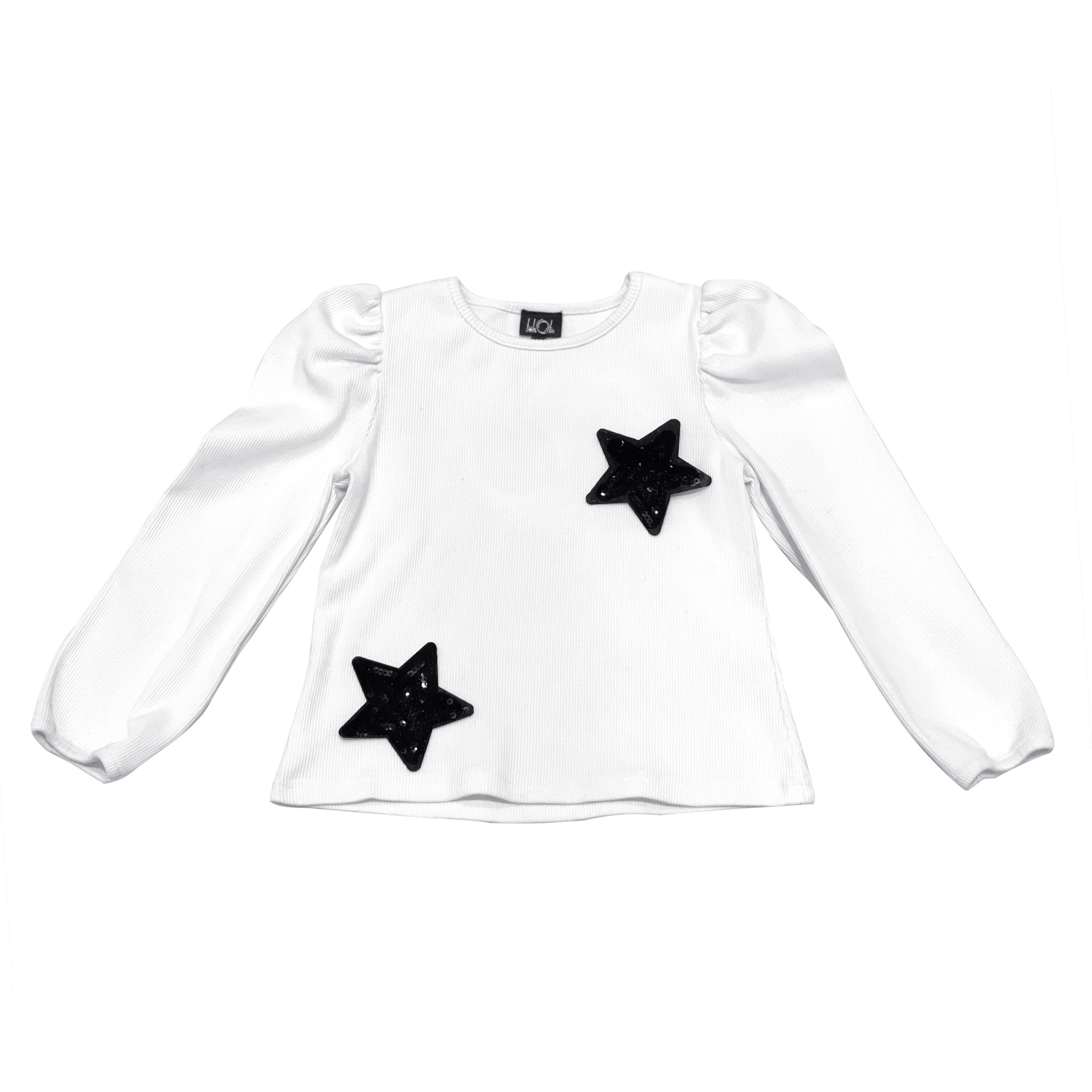 Little Olin Junior L/S Ribbed Top w/Black Stars