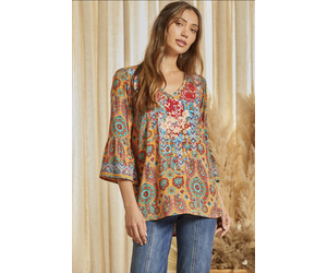 march 11 embroidered dresses Savanna Jane Marigold Embroidered Top main image 0