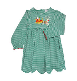 Ishtex Long Sleeve Sleigh Applique Dress