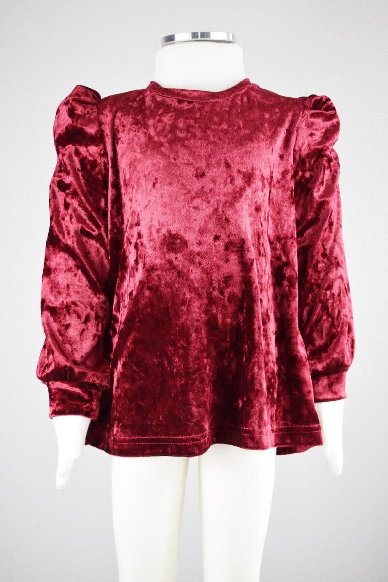 ML Fashions Girl Crushed Velvet L/S Holiday Top
