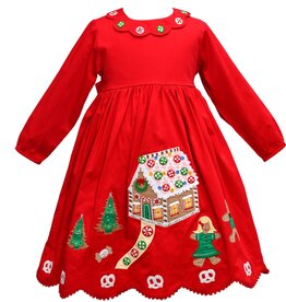 Cotton Kids Holiday Gingerbread House Dress