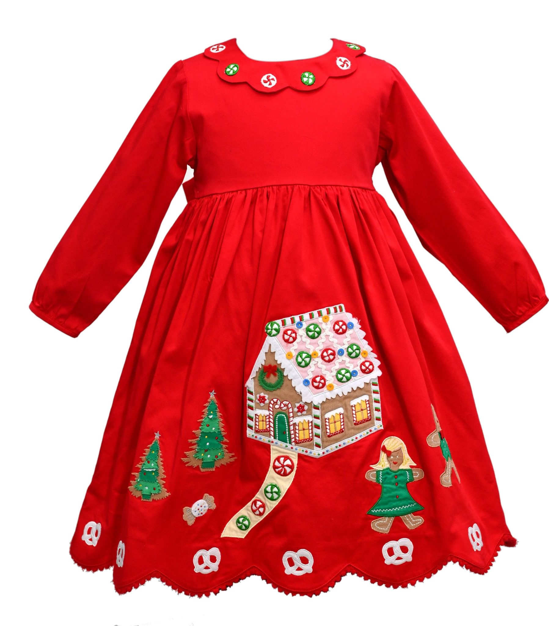 Cotton Kids Holiday Gingerbread House Dress