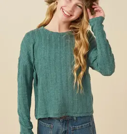 Hayden Girls Junior Girl Cable Knit Branded Top