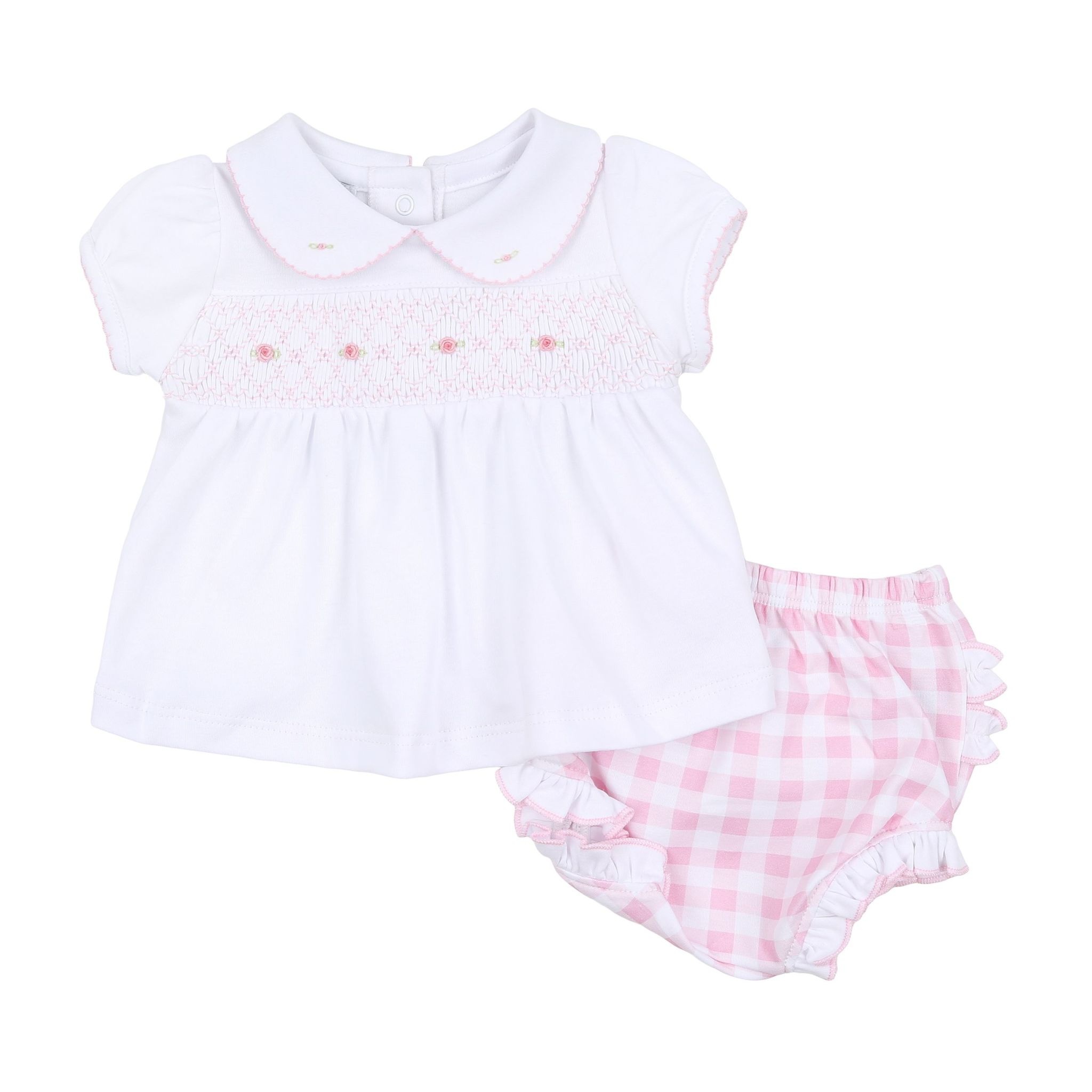 Magnolia Baby Baby Checks Smocked Collared w/Ruffled Diaper Cover, Set