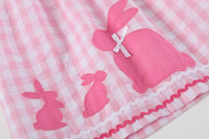 Lil Cactus Gingham Bunny Family Yoke Dress