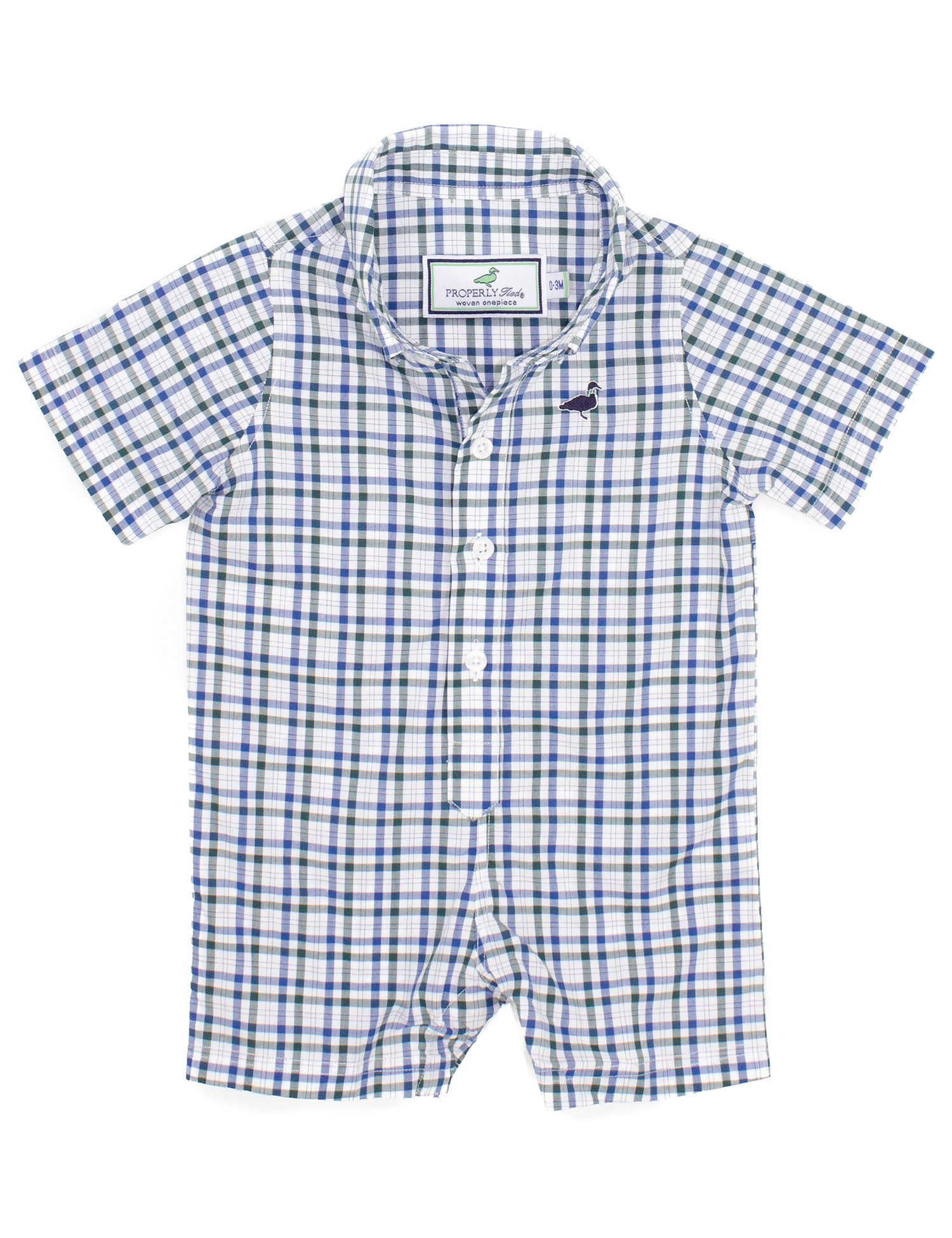 Properly Tied Baby Boy Oxford Style S/S Shortall