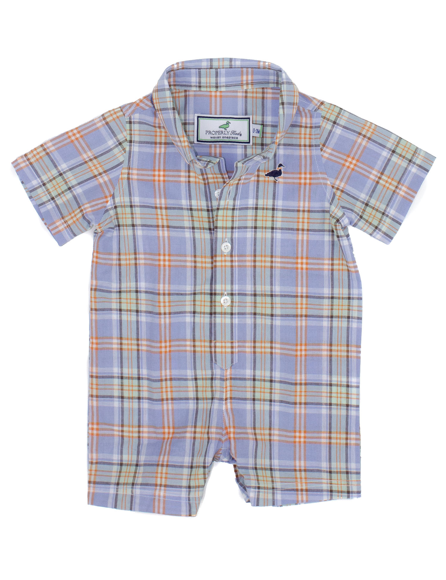 Properly Tied Baby Boy Oxford Style S/S Shortall