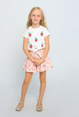Joyous & Free Girl Front Tie Top with Crotchet Strawberries