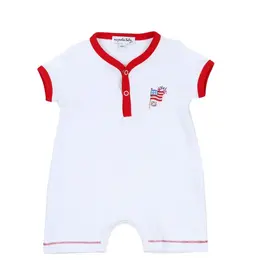 Magnolia Baby Boy Short Embroidered Playsuit