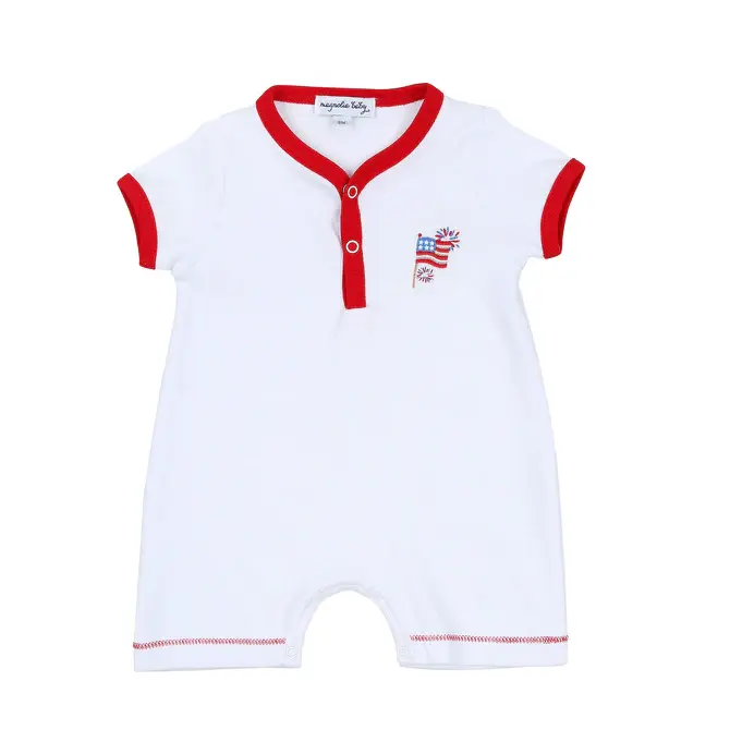 Magnolia Baby Boy Short Embroidered Playsuit