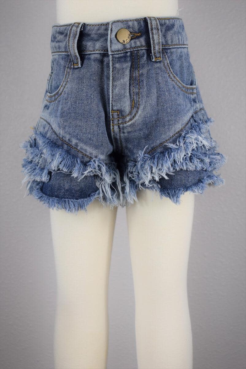 ML Fashions Junior Ripped Tiered Denim Shorts