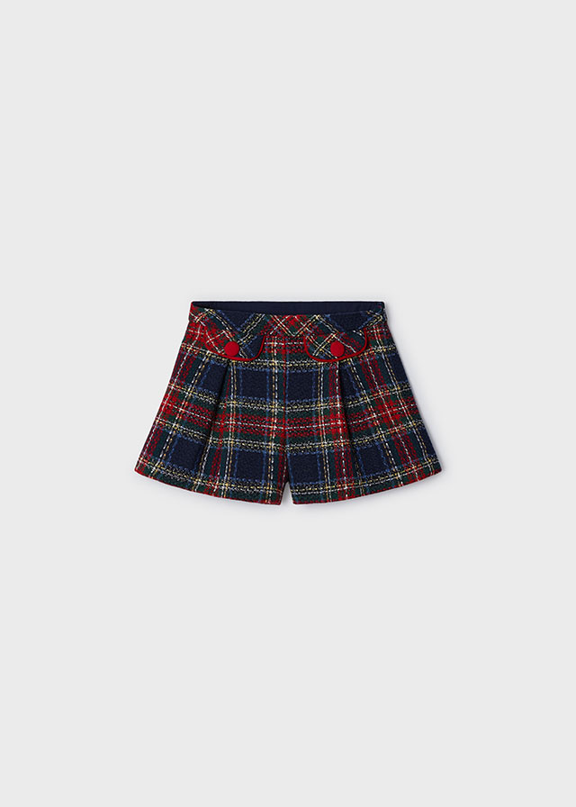 Mayoral Girl Tweed Plaid Shorts