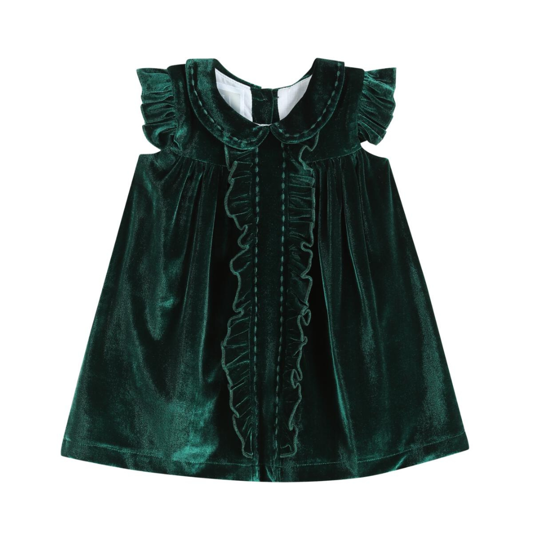 Velour Flutter Sleeve Dress