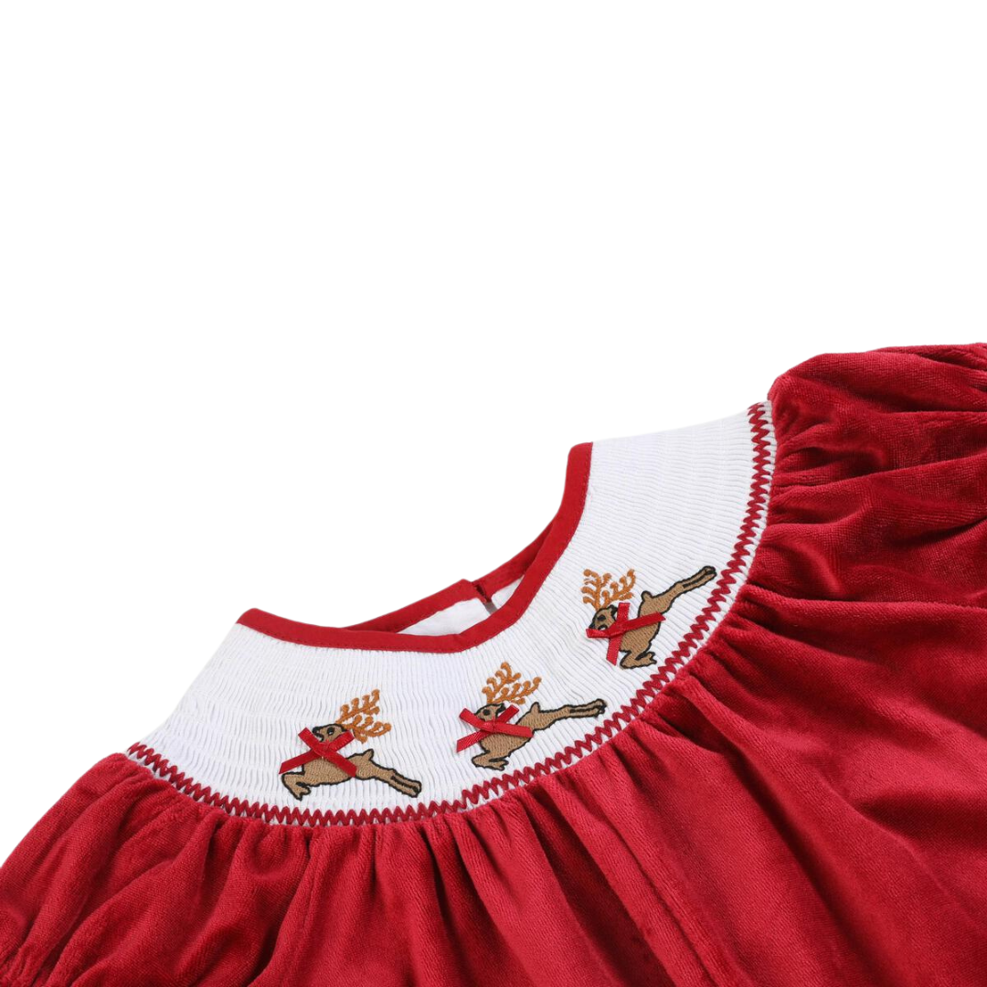 Lil Cactus Reindeer Smocked Playsuit