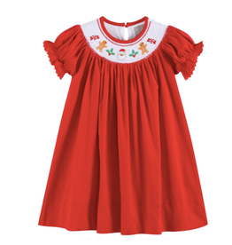 Lil Cactus Velour Christmas Smocked Bishop Dress